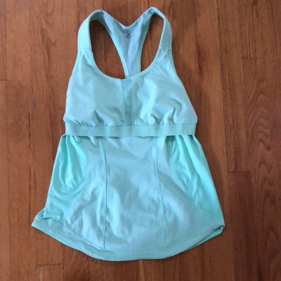 Lululemon Raceback Mint Green Build in Bra Tank - Picture 7 of 12